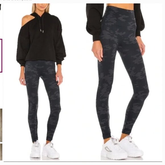 SPANX Look At Me Now Leggings Tights Shapewear Black Camo Sz XL - Picture 2 of 13